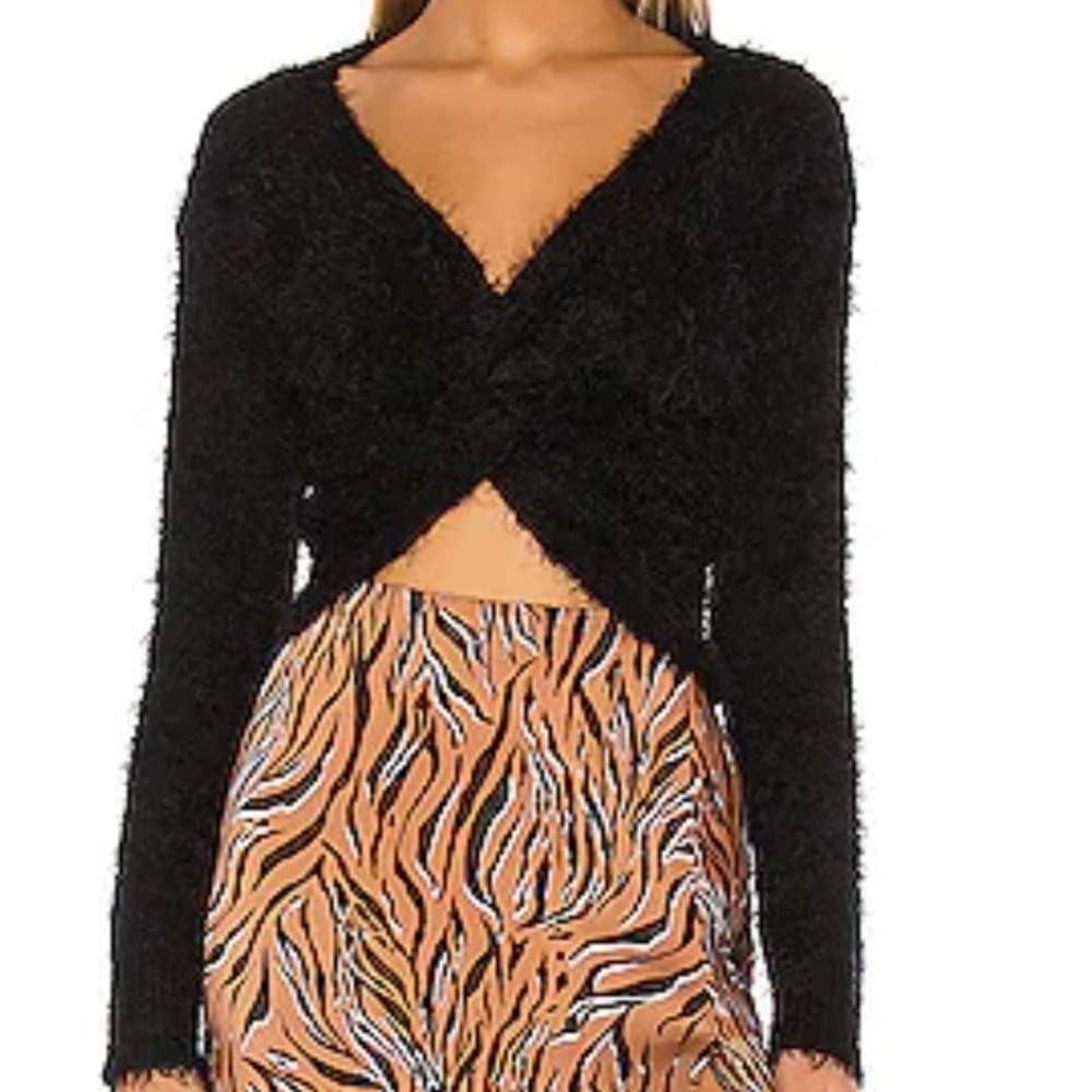 New with Tag Privacy Please Black Fuzzy Sweater